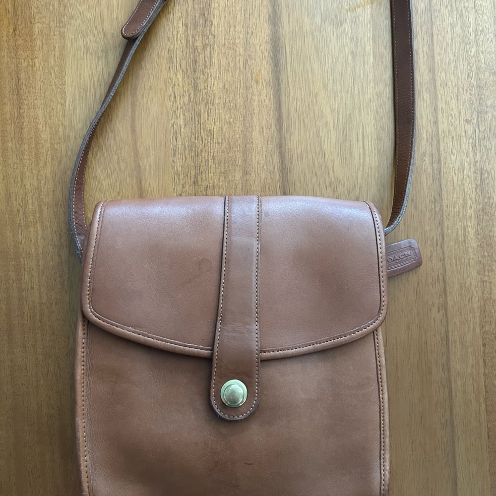 Coach Brown Leather Crossbody Bag with Adjustable Strap
